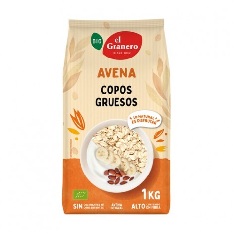 COPOS GRUESOS DE AVENA INTEGRAL 1KG BIO - EL GRANERO