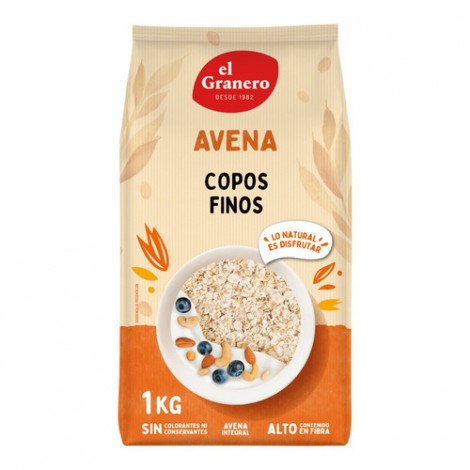 COPOS FINOS DE AVENA INTEGRAL 1KG BIO - EL GRANERO