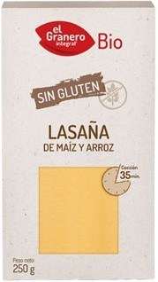 LAMINAS LASAÑA SIN GLUTEN BIO 250GR -EL GRANERO