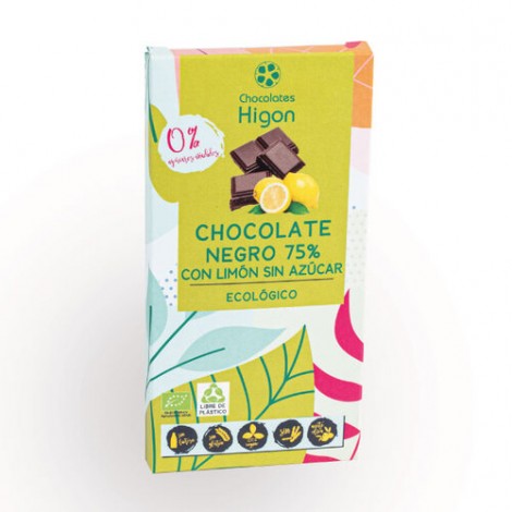 TABLETA CHOCOLATE 75% LIMON SIN AZUCAR ECO 100 G - HIGON