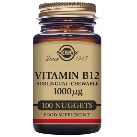 VITAMINA B12 1000 ΜG (CIANOCOBALAMINA) 100 COMPRIMIDOS SUBLINGUALES MASTICABLES - SOLGAR