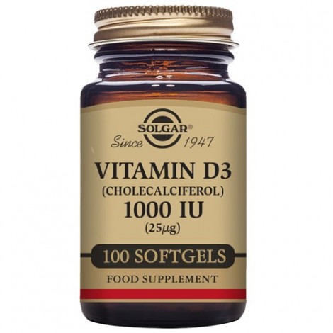 VITAMINA D3 1000 UI (25 ΜG) (ACEITE DE HÍGADO DE PESCADO Y COLECALCIFEROL) 100CAPS BLANDAS - SOLGAR