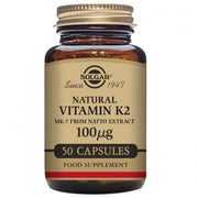 VITAMINA K2 100 ΜG CON MK-7 NATURAL (EXTRACTO DE NATTO) 50CAPS VEG - SOLGAR