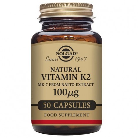 VITAMINA K2 100 ΜG CON MK-7 NATURAL (EXTRACTO DE NATTO) 50CAPS VEG - SOLGAR