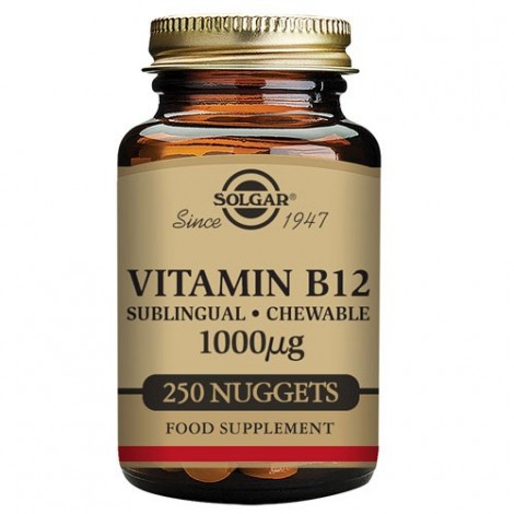 VITAMINA B12 1000 ΜG (CIANOCOBALAMINA) 250 COMPRIMIDOS SUBLINGUALES MASTICABLES - SOLGAR