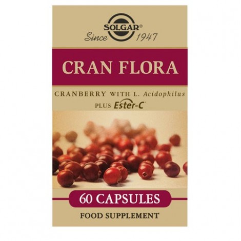 CRAN FLORA (ARÁNDANO ROJO CON PROBIÓTICOS Y ESTER-C) 60CAPS VEG - SOLGAR