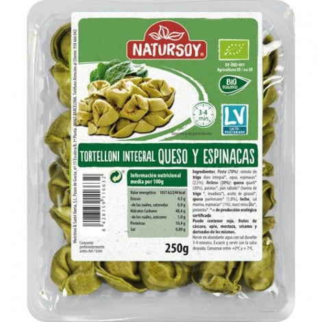 TORTELLONI INTEGRAL DE QUESO Y ESPINACAS BIO 250G - NATURSOY