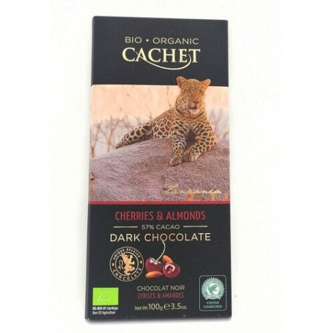 CHOCOLATE CEREZA  Y ALMENDRA 57  % CACAO 100GR - BIO CACHET