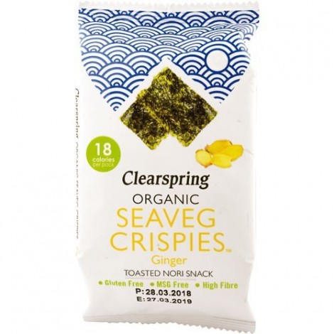 SNACK DE ALGA NORI SEAVEG CRISPIES CON JENGIBRE 4G - CLEARSPRING ORGANIC