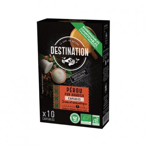 CAPSULAS DE CAFE BIODEGRADABLES PUR ARABICA PERU BIO 10 X 5,5G - DESTINATION