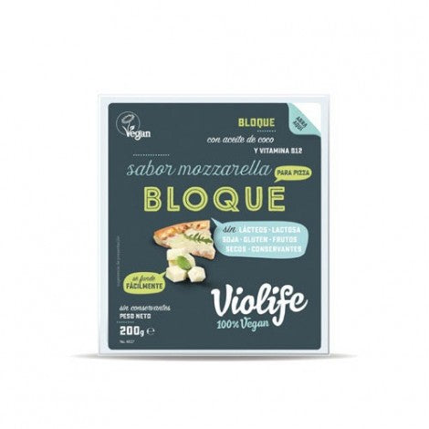 BLOQUE VEGANO PARA PIZZA SABOR MOZZARELLA 200G - VIOLIFE