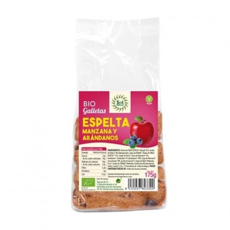 GALLETAS DE ESPELTA MANZANA Y ARANDANOS BIO 175G - SOL NATURAL
