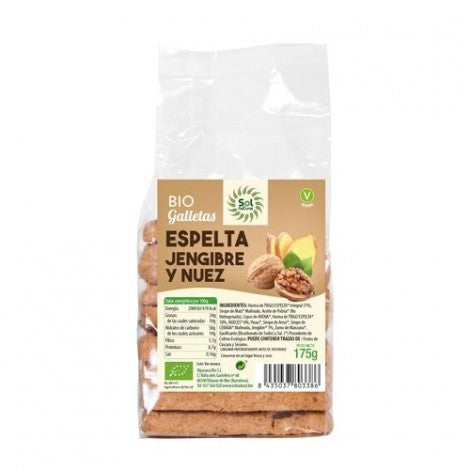 GALLETA DE ESPELTA JENGIBRE Y NUEZ BIO 175G - SOL NATURAL
