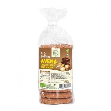 GALLETAS DE AVENA CHOCOLATE Y MACADAMIA BIO 200G - SOL NATURAL