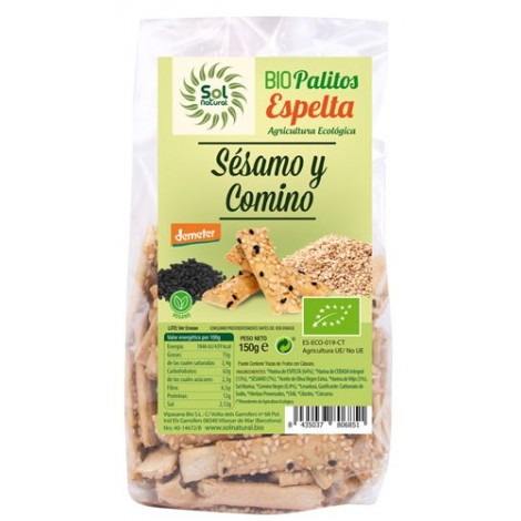 PALITOS DE ESPELTA SESAMO Y COMINO 150G - SOL NATURAL