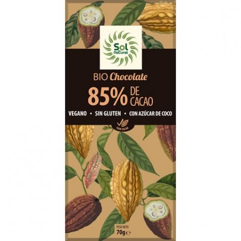 CHOCOLATE 85% DE CACAO BIO 70G - SOL NATURAL
