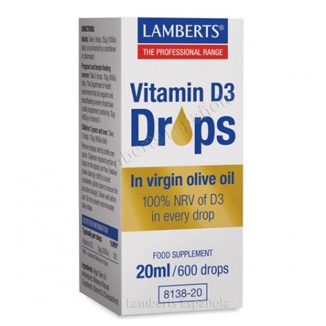 VITAMINA D3 EN GOTAS 20 ML 600  GOTAS - LAMBERTS