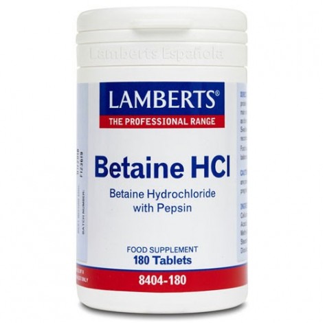BETAÍNA HCL 324MG/PEPSINA 5MG 180 TABS - LAMBERTS