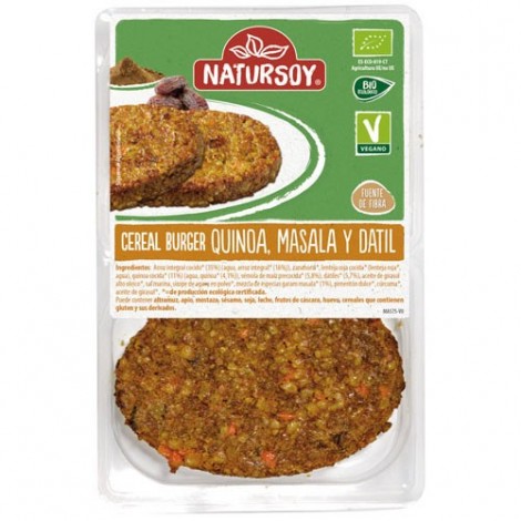 HAMBURGUESAS DE CEREALES, QUINOA, MASALA Y DATIL BIO 200G - NATURSOY