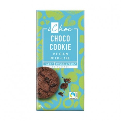 CHOCO COOKIE - CHOCOLATE VEGANO CON GALLETAS DE CACAO BIO 80G - ICHOC
