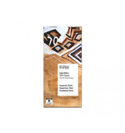 CHOCOLATE NEGRO 70% SANTO DOMINGO BIO 80GR -VIVANI