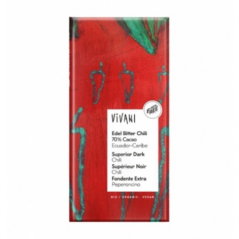 CHOCOLATE NEGRO SUPERIOR 70% SANTO DOMINGO CON GUINDILLA BIO 100G - VIVANI