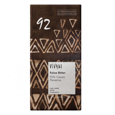 CHOCOLATE NEGRO 92% PANAMA CON AZUCAR DE COCO BIO 80G - VIVANI