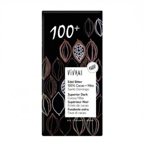 CHOCOLATE NEGRO 100% CON NIBS BIO 80G - VIVANI